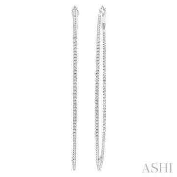 1 1/2 ctw Inside & Outside Round Cut Diamond Hoop Earring in 14K White Gold